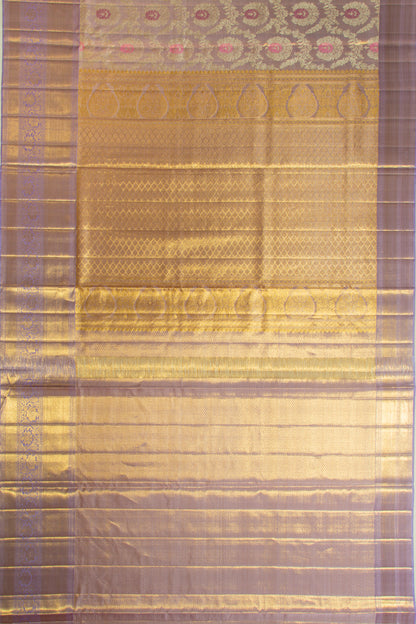 Kanchipuram Silk Tissue Jaal Lavender Saree