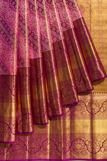 Kanchipuram Silk Tissue Brocade Pink Saree