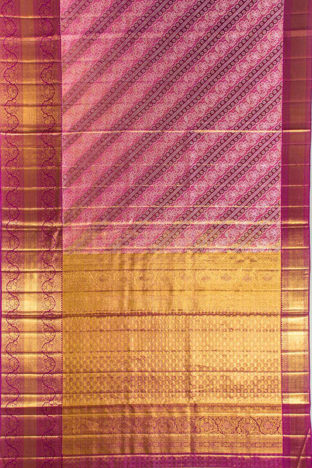 Kanchipuram Silk Tissue Brocade Pink Saree