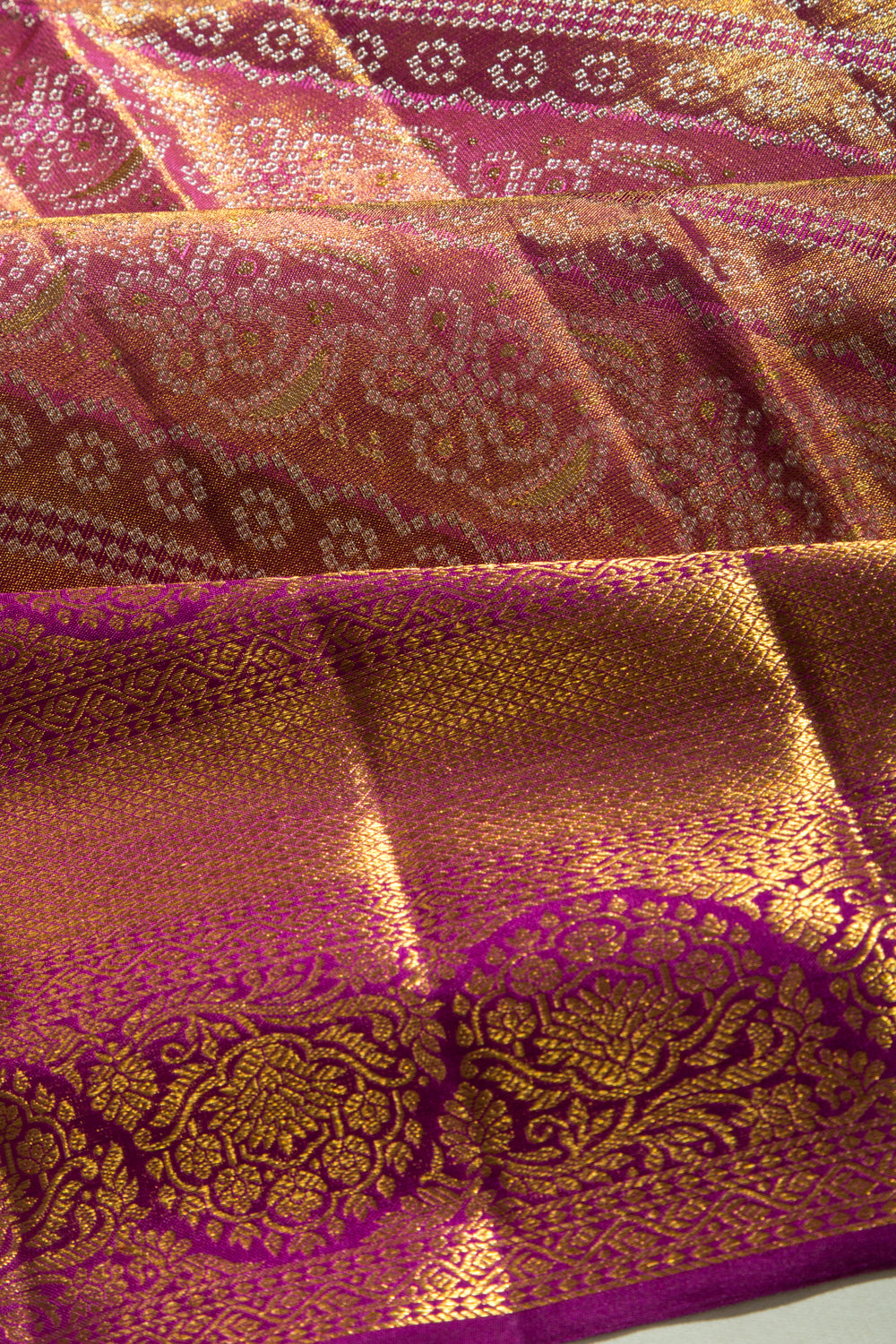 Kanchipuram Silk Tissue Brocade Pink Saree