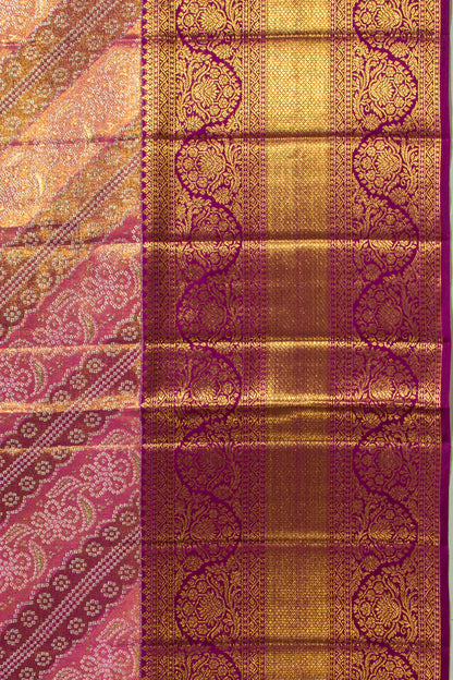 Kanchipuram Silk Tissue Brocade Pink Saree