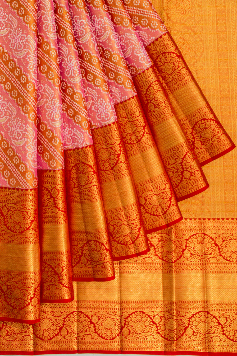 Kanchipuram Silk Tissue Brocade Orange Saree