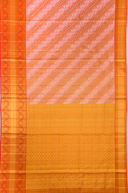 Kanchipuram Silk Tissue Brocade Orange Saree