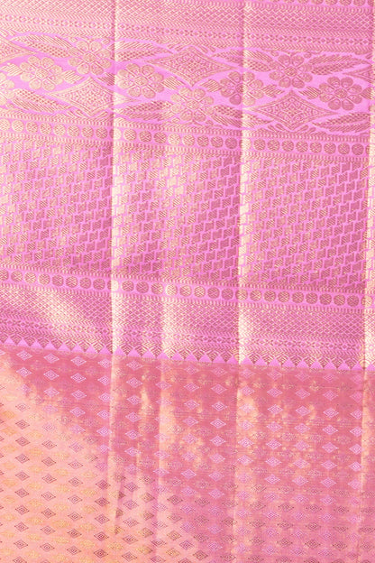 Kanchipuram Silk Tissue Brocade Pink Saree