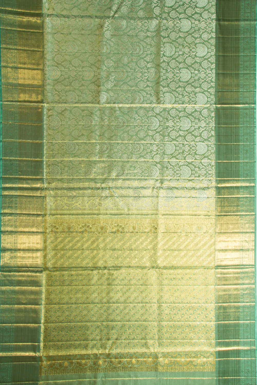 Kanchipuram Silk Tissue Brocade Green Saree