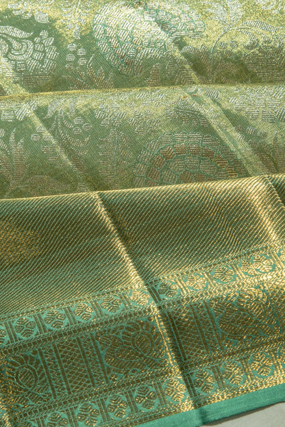 Kanchipuram Silk Tissue Brocade Green Saree
