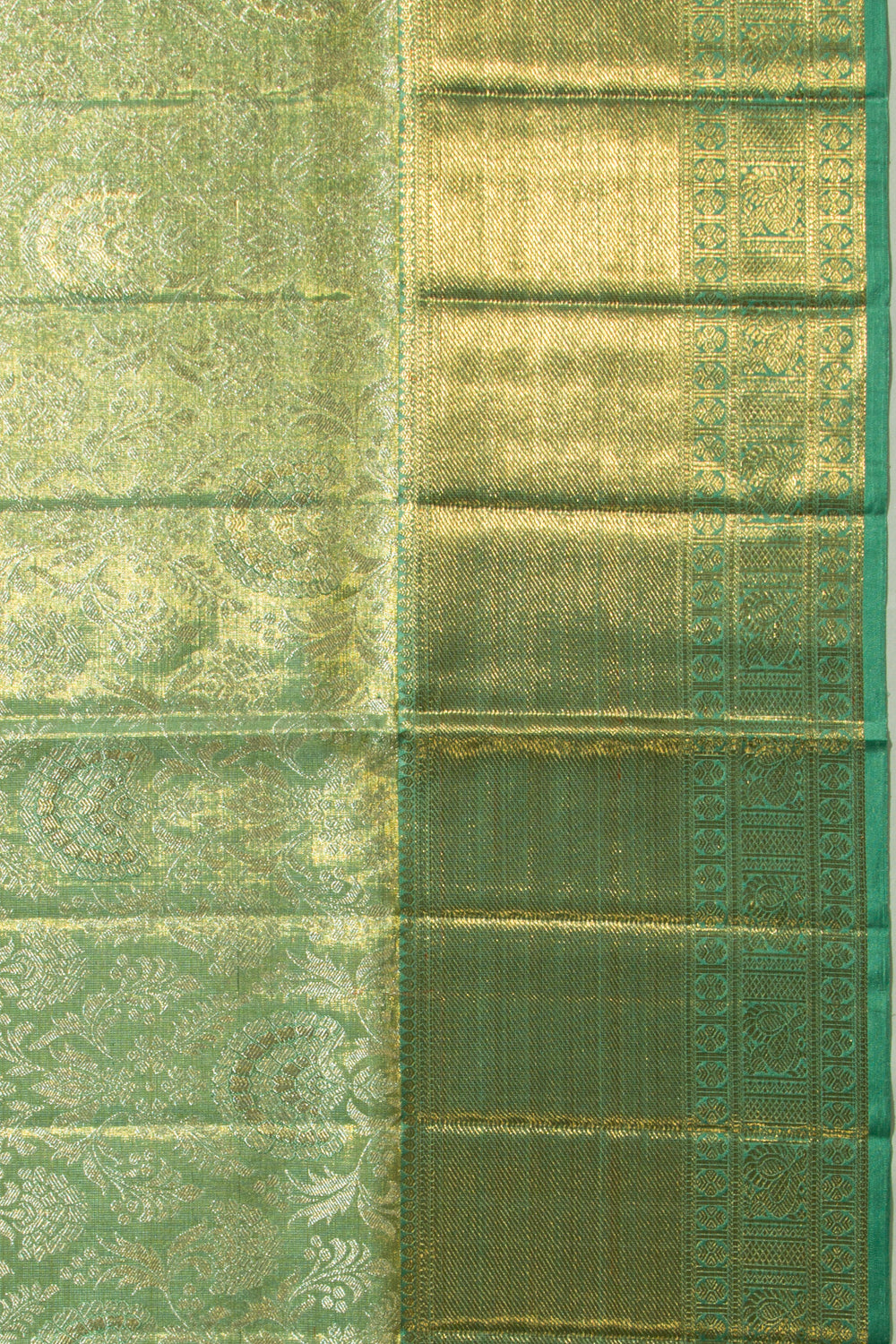 Kanchipuram Silk Tissue Brocade Green Saree