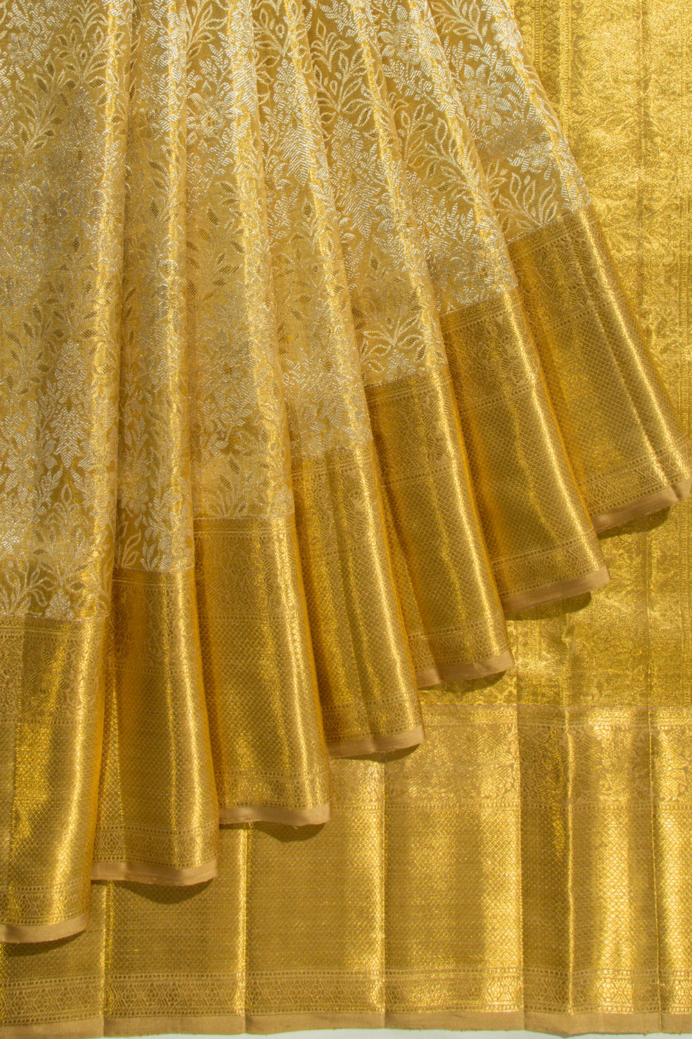Kanchipuram Silk Tissue Brocade Gold Saree