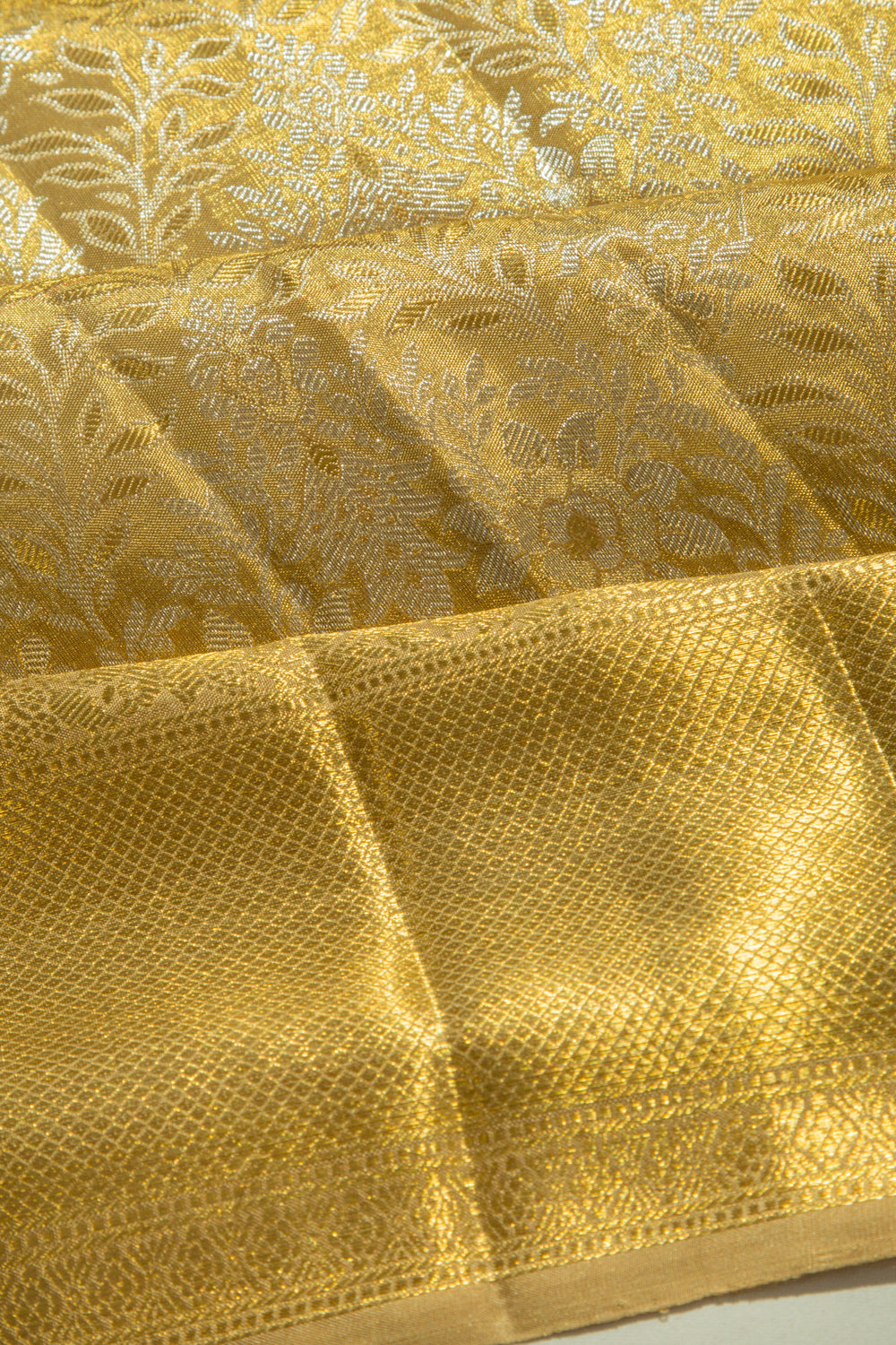 Kanchipuram Silk Tissue Brocade Gold Saree