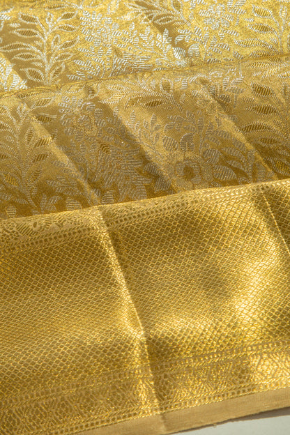 Kanchipuram Silk Tissue Brocade Gold Saree