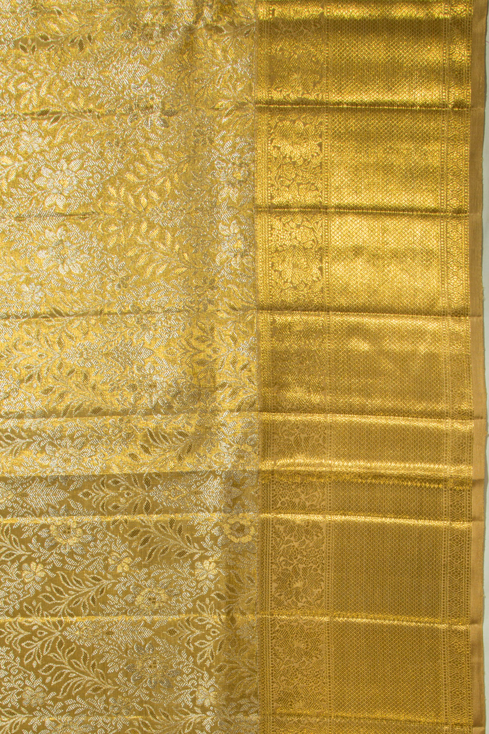 Kanchipuram Silk Tissue Brocade Gold Saree