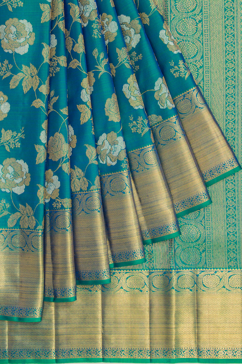 Kanchipuram Silk Jaal Blue Saree