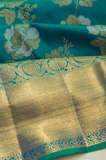 Kanchipuram Silk Jaal Blue Saree