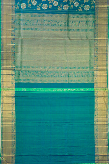 Kanchipuram Silk Jaal Blue Saree