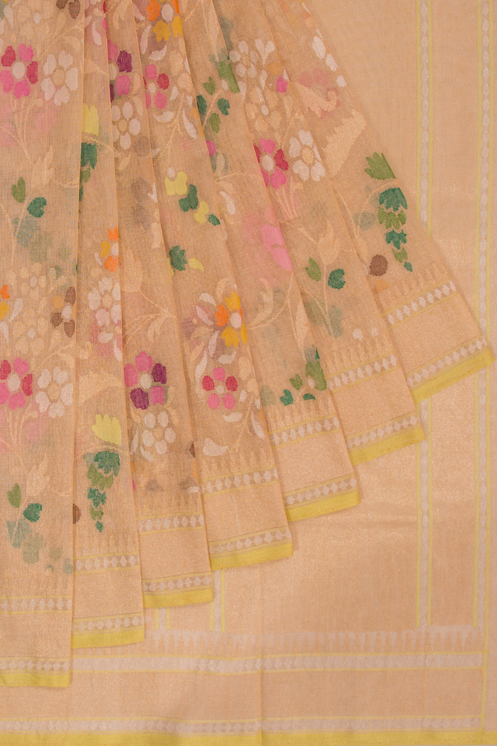 Banarasi Cotton Tissue Jamdani Peach Saree