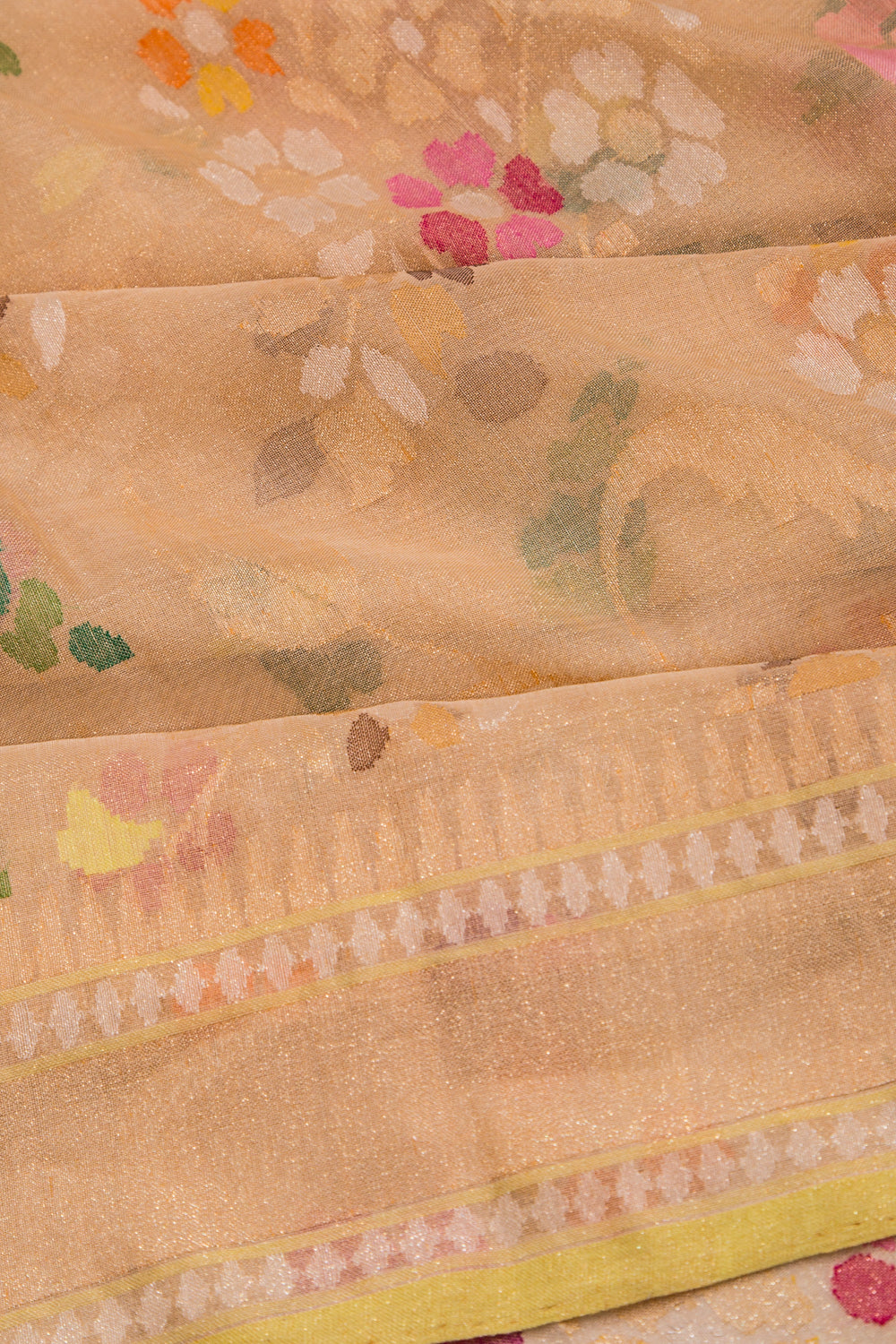 Banarasi Cotton Tissue Jamdani Peach Saree