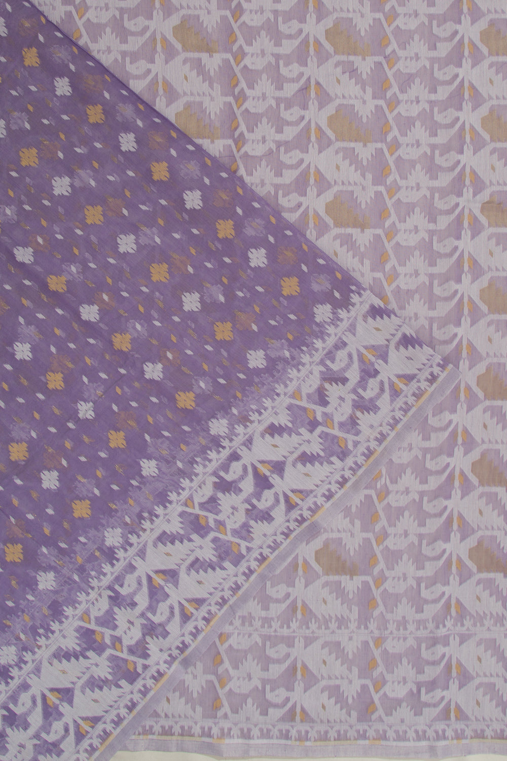 Dhakai Handspun Cotton Butta Lavender Saree