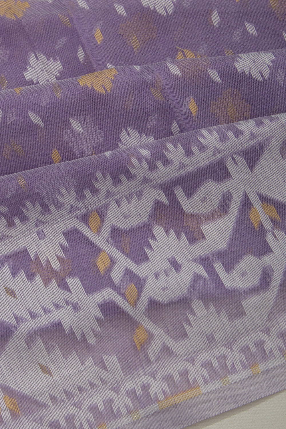 Dhakai Handspun Cotton Butta Lavender Saree