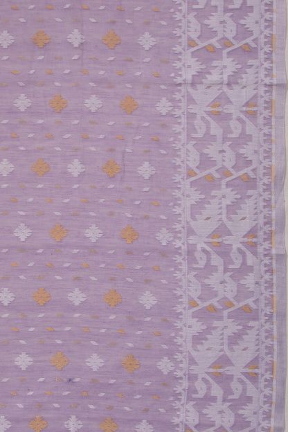 Dhakai Handspun Cotton Butta Lavender Saree