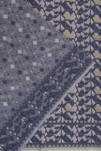 Dhakai Handspun Cotton Butta Blue Saree