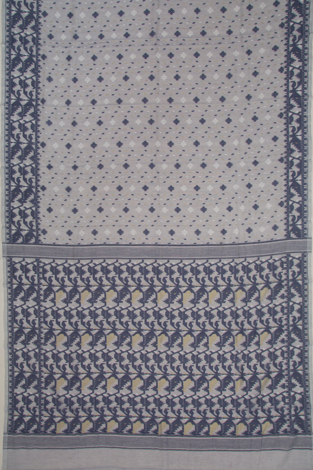 Dhakai Handspun Cotton Butta Blue Saree