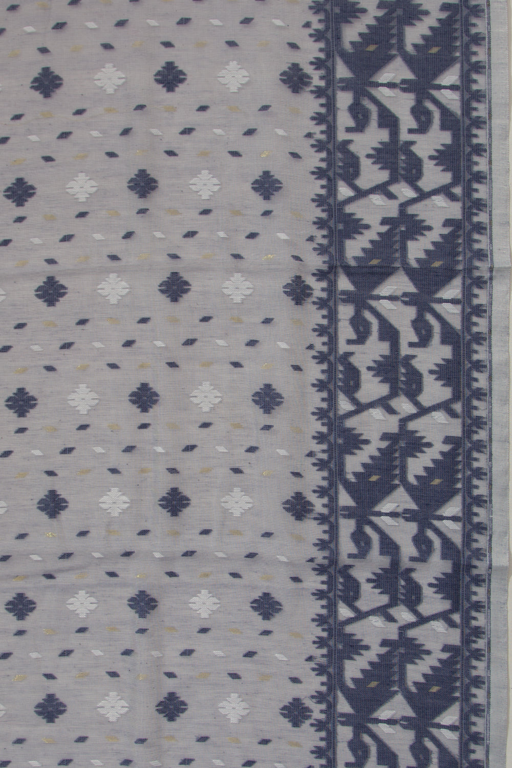 Dhakai Handspun Cotton Butta Blue Saree