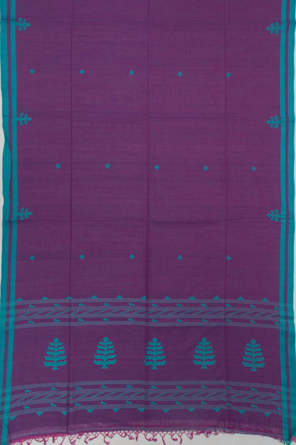 Bengal Cotton Butta Purple Saree