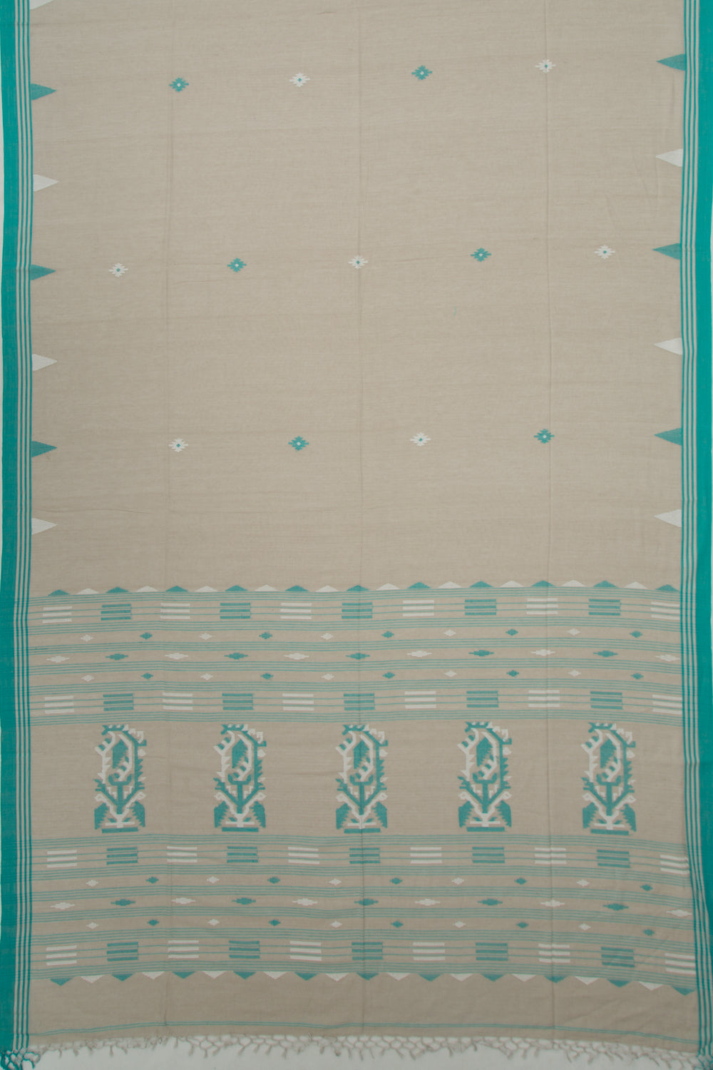 Bengal Cotton Butta Brown Saree