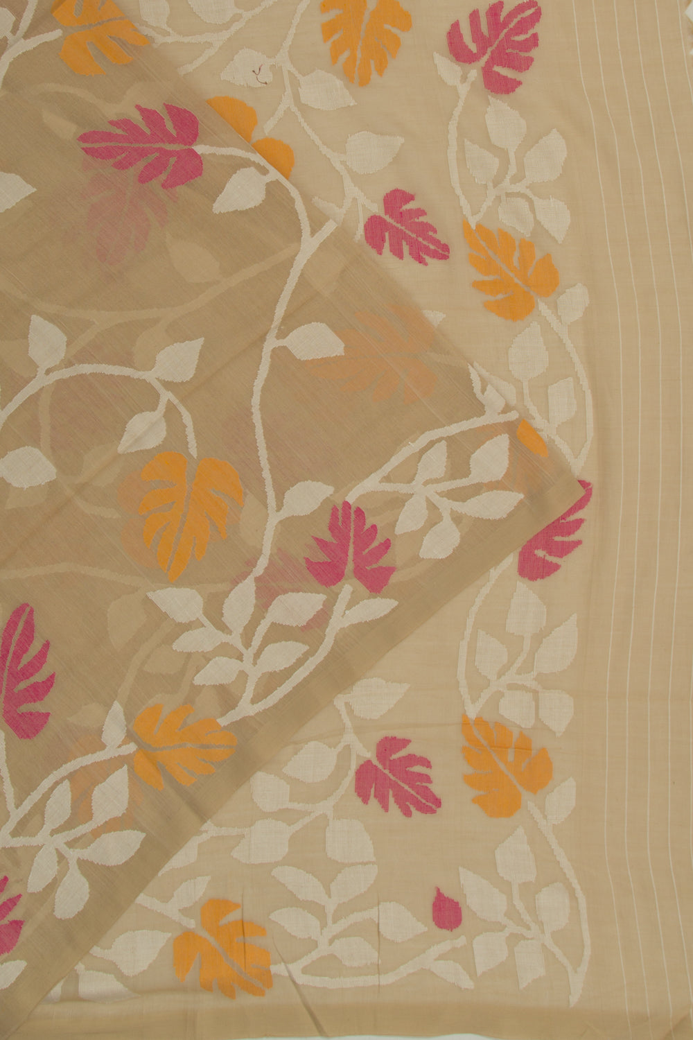 Phulia Cotton Jaal Beige Saree