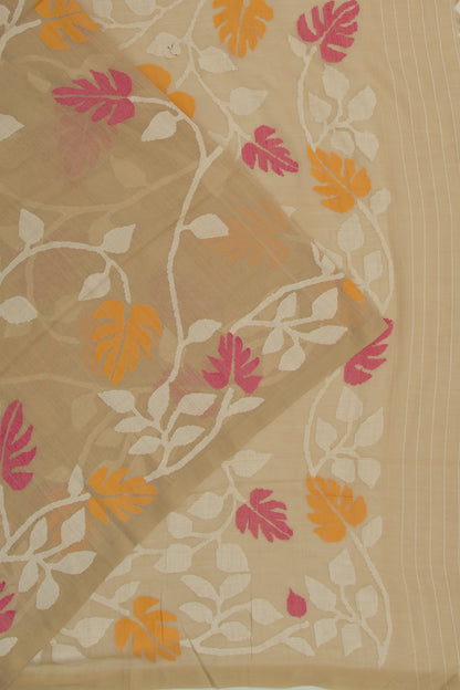 Phulia Cotton Jaal Beige Saree