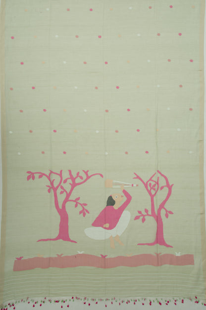 Bengal Cotton Butta Pastel Green Saree