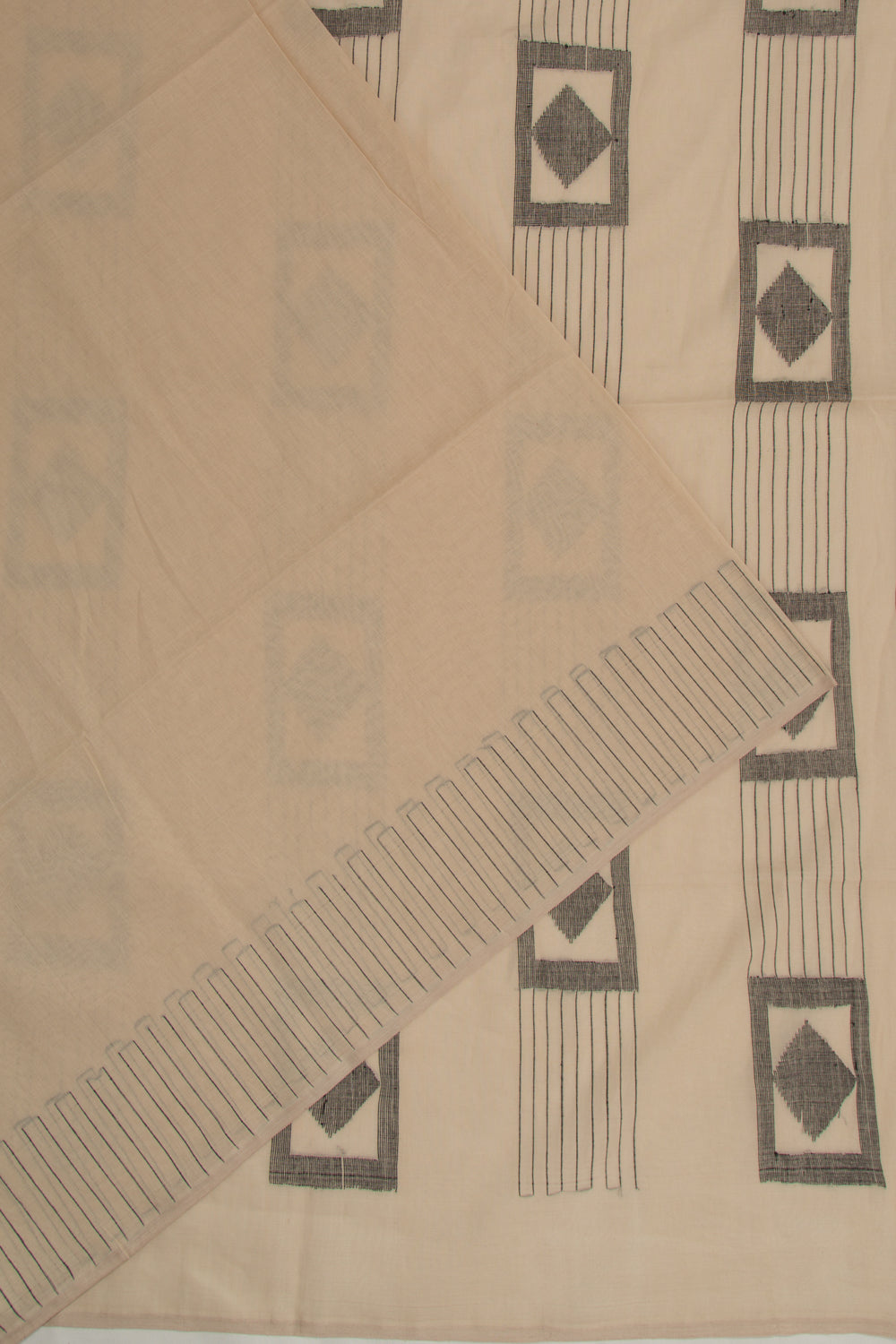 Phulia Cotton Plain Cream Saree
