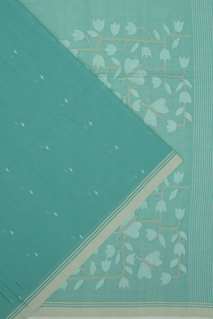 Phulia Cotton Butta Sea Green Saree