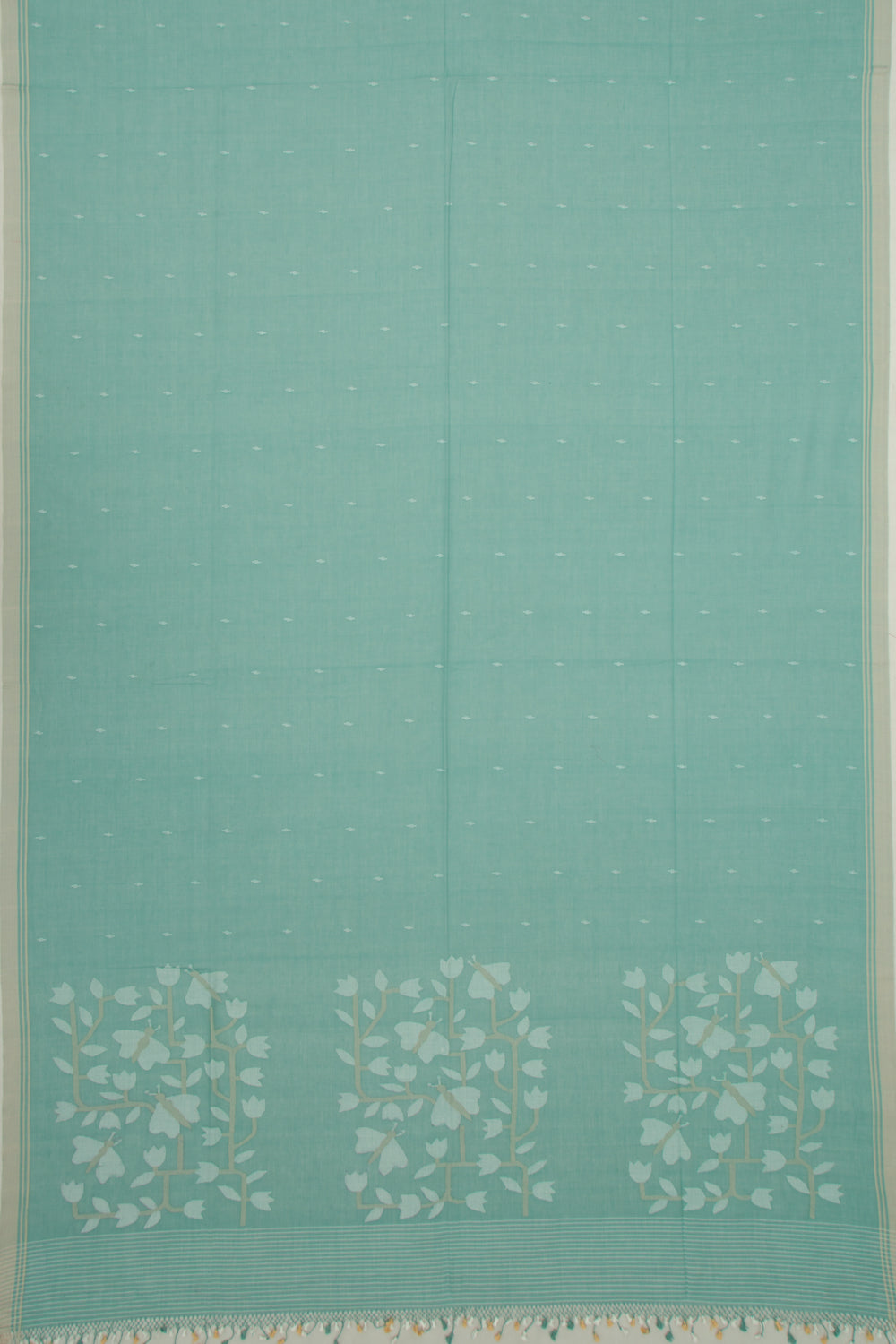 Phulia Cotton Butta Sea Green Saree