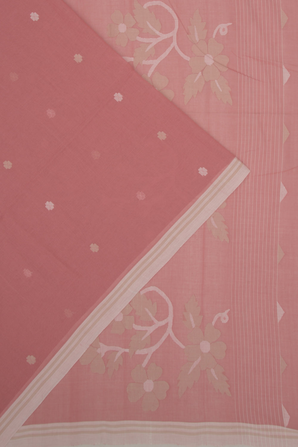 Phulia Cotton Butta Peach Saree