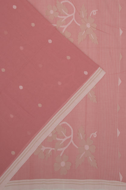 Phulia Cotton Butta Peach Saree