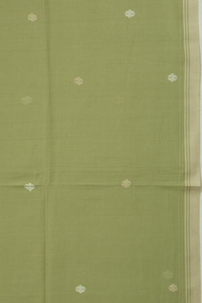 Phulia Cotton Butta Mehandi Green Saree