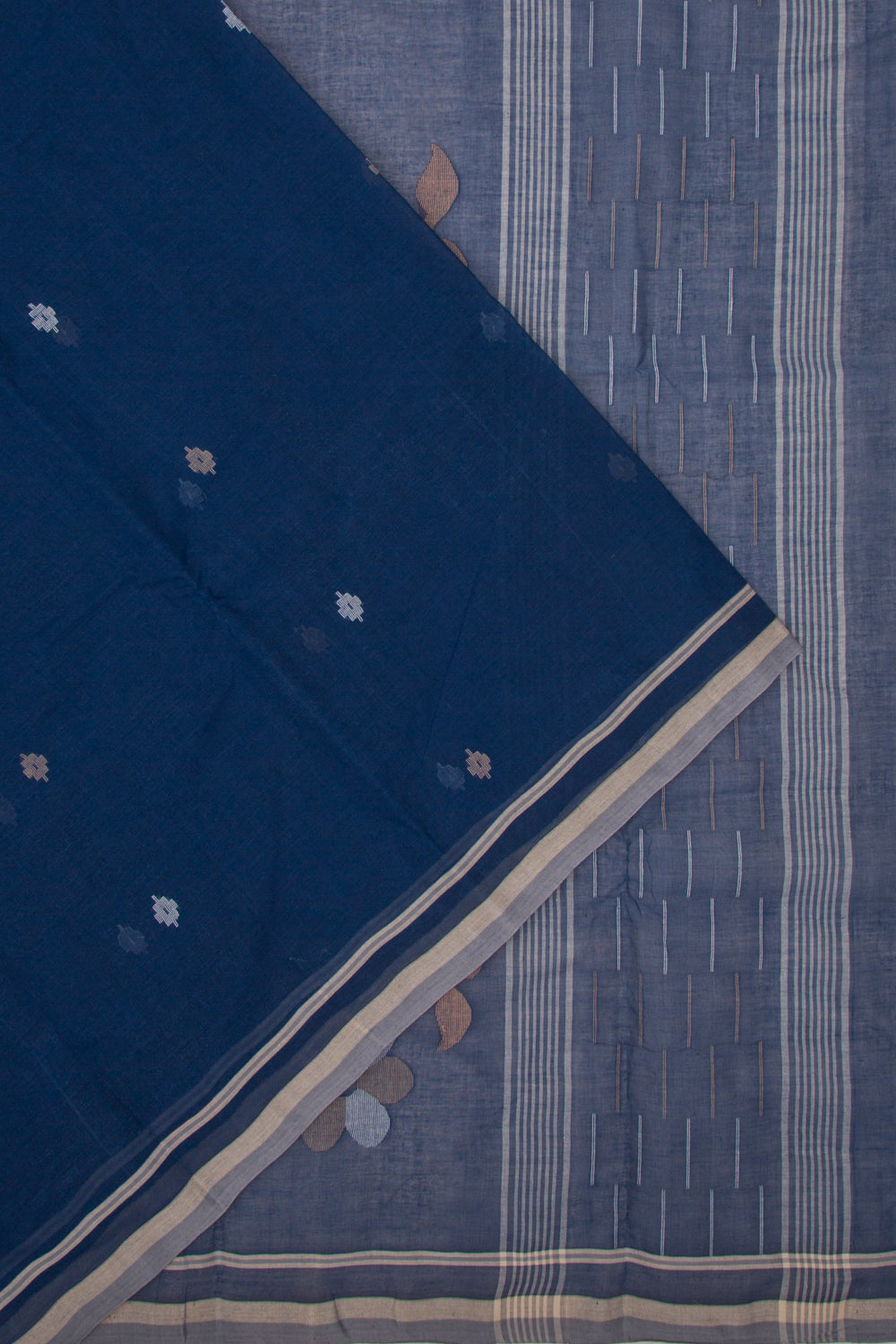Phulia Cotton Butta Dark Blue Saree