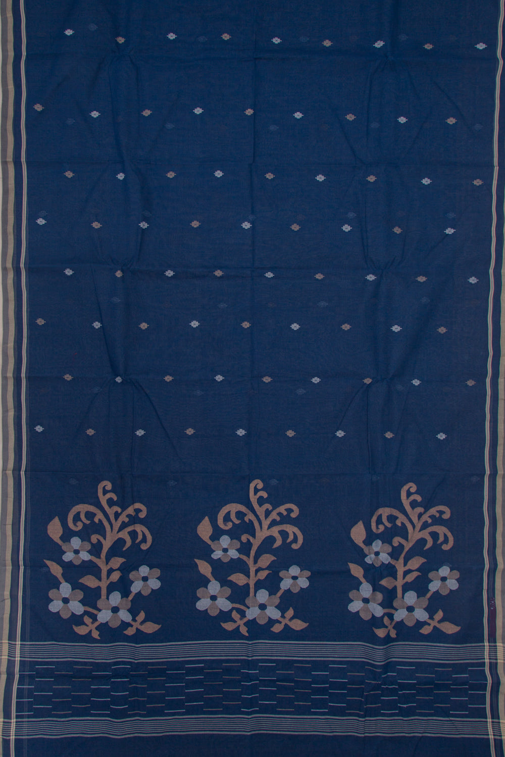 Phulia Cotton Butta Dark Blue Saree