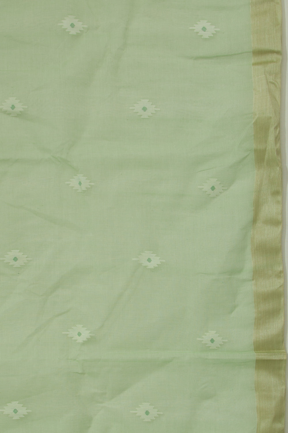 Dhakai Handspun Cotton Floral Butta Pastel Green Saree