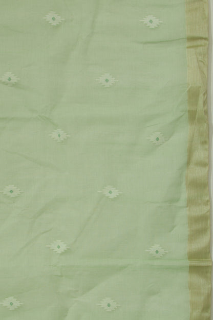 Dhakai Handspun Cotton Floral Butta Pastel Green Saree