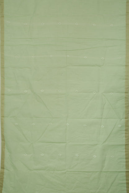 Dhakai Handspun Cotton Floral Butta Pastel Green Saree