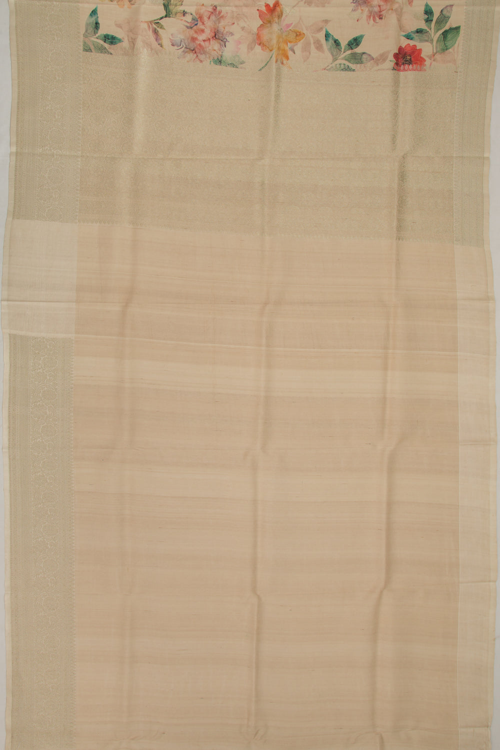 Tussar Floral Printed Peach Saree