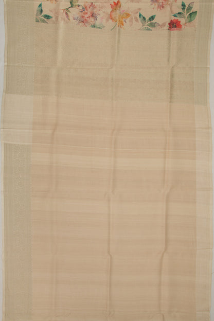 Tussar Floral Printed Peach Saree