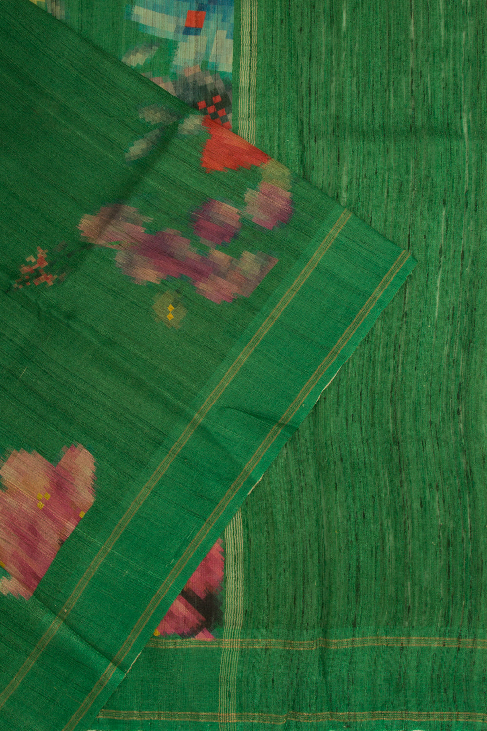 Tussar Floral Printed Green Saree