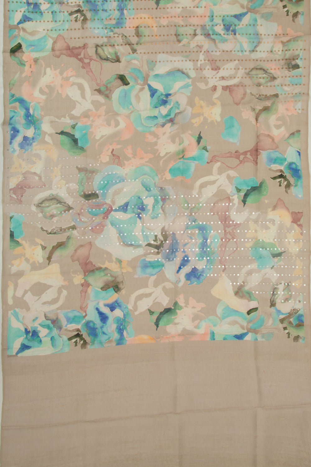 Organza Floral Printed Snuff Saree With Sequins