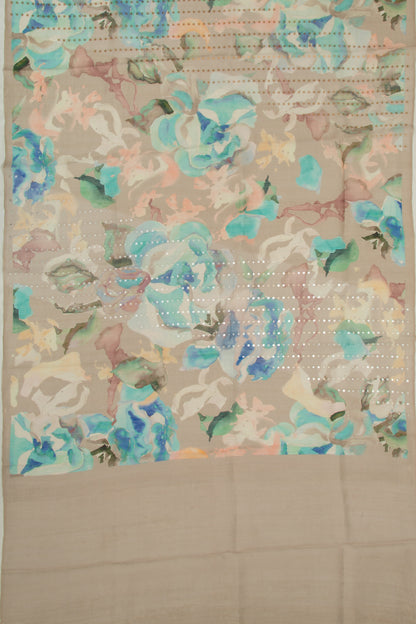 Organza Floral Printed Snuff Saree With Sequins
