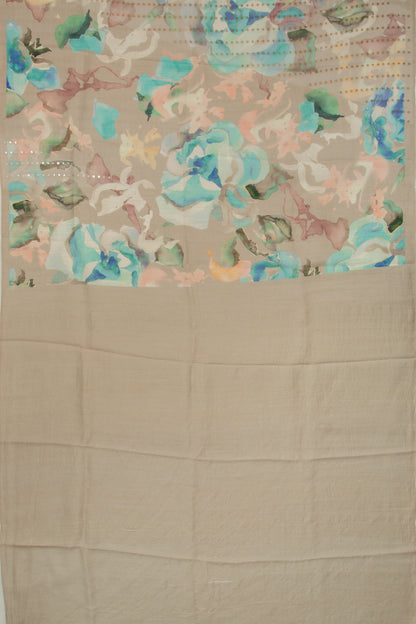 Organza Floral Printed Snuff Saree With Sequins