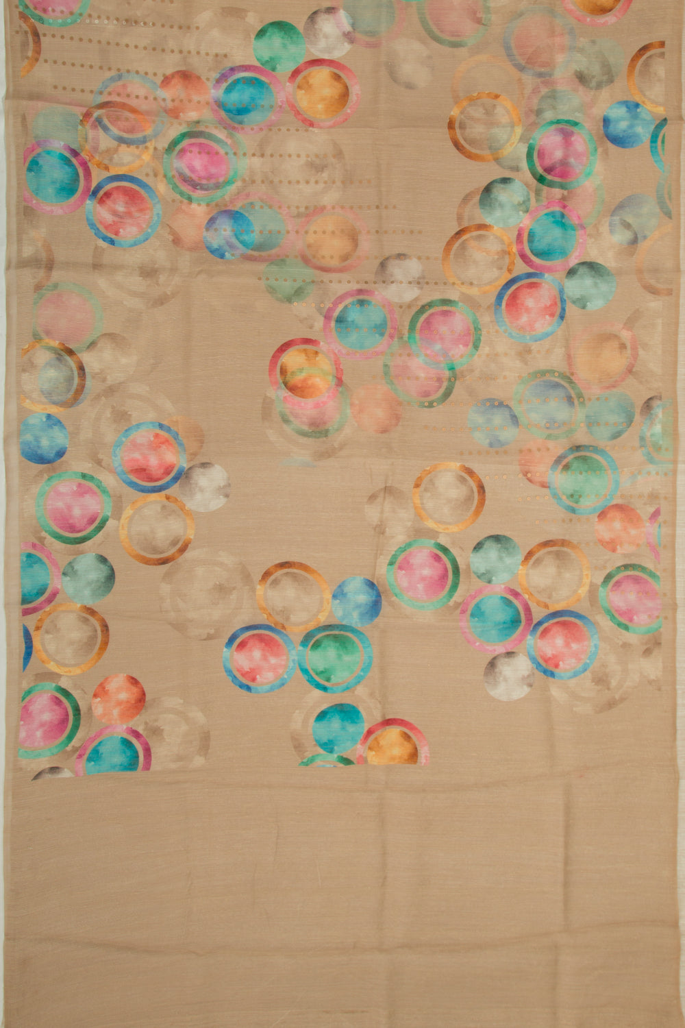 Organza Floral Printed Cream Saree With Sequins