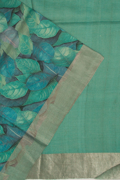Tussar Printed Green Saree
